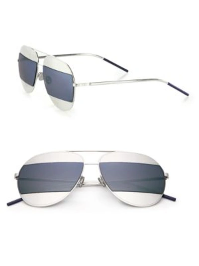 Dior Split1 59mm Metal Aviator Sunglasses In Dark Blue