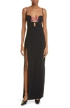 Nensi Dojaka Long Dress With Heart Detail In Black Black