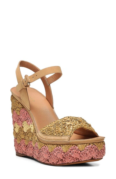 Joie Hindy Colorblock Raffia Wedge Sandals In Natural