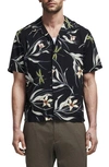 Rag & Bone Avery Print Short Sleeve Button-up Camp Shirt In Black Floral