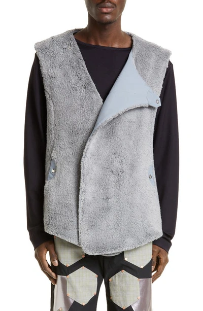 Kiko Kostadinov Grey Zlatyu Sleeveless Shearling Vest In Dove Grey/sterling Blue