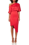 Elliatt Carson One-shoulder Satin Dress In Red
