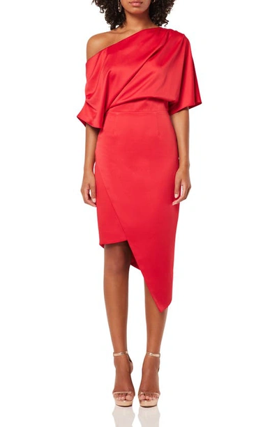 Elliatt Carson One-shoulder Satin Dress In Red