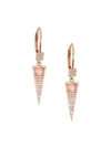 Meira T Rose Quartz, Pink Mother-Of-Pearl, Diamond & 14K Rose Gold Triangle Drop Earrings