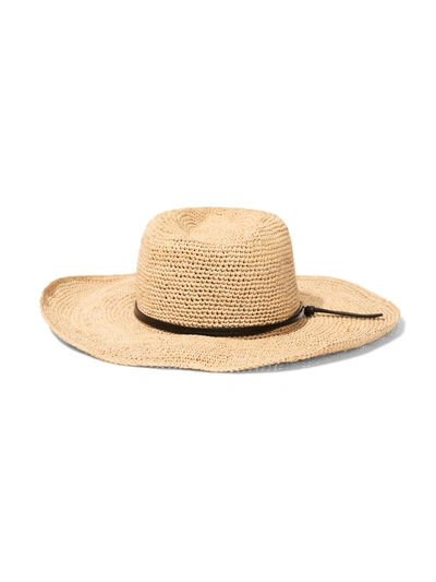 Faherty Leather-trimmed Raffia Straw Hat In Natural