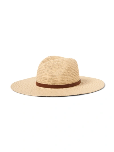 Faherty Marina Leather-trimmed Straw Hat In Natural