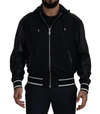 Dolce & Gabbana Black Polyester Hooded Blouson Coat Jacket In Black