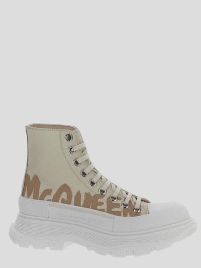 Alexander Mcqueen Boots In <p> Boot In Cream Polyestetr And White Rubber With Beige Logo