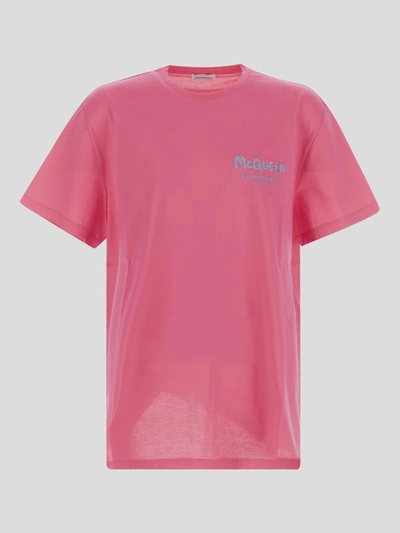 Alexander Mcqueen Logo-embroidery Cotton T-shirt In Rosa