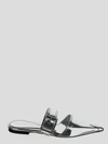 Alexander Mcqueen Mirror Pointed Open Back Sandals In Metallic