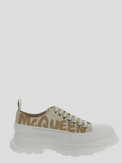 Alexander Mcqueen Sneakers In <p> White And Beige Shoes With Round Toe