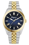 Ferragamo Men's 42mm  Classic Watch With Bracelet Strap, Two Tone In Two Tone Gold/ Silver