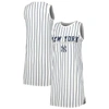 CONCEPTS SPORT CONCEPTS SPORT WHITE NEW YORK YANKEES REEL PINSTRIPE KNIT SLEEVELESS NIGHTSHIRT