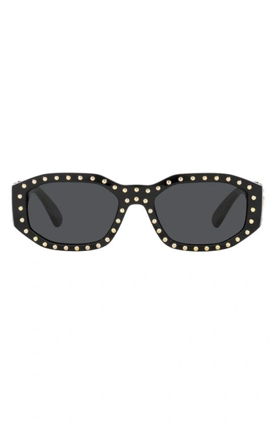 Versace Biggie Stud-embellished Sunglasses In Black Grey