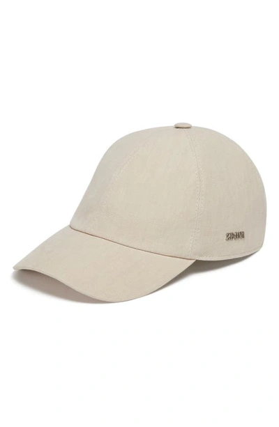 Zegna Linen Baseball Cap In Beige