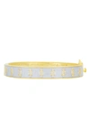 Freida Rothman Blossoming Pavé Crystal Hinge Bangle In Gold And Silver