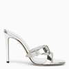 Paris Texas Laminated Leather Regina Mules With Maxi Buckle 10cm In Metal