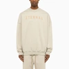 Fear Of God Logo-embroidered Long-sleeved Cotton Sweatshirt In Beige