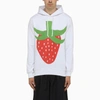 Comme Des Garçons Shirt Strawberry-print Drawstring Hoodie In White