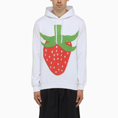 Comme Des Garçons Shirt Strawberry-print Drawstring Hoodie In White