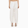 Msgm White Trousers With Drawstring At Bottom In White