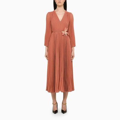 strapless open back dress Lorcan Strapless Ruffle Dotted Midi Dress Oat main image 0