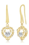 Simona Cubic Zirconia Heart Dangle Earrings In Gold