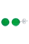 Simona Sterling Silver & Jade Round Stud Earrings In Green