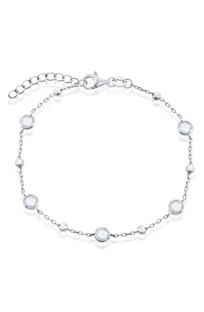 Simona Bezel Set Cubic Zirconia Station Bracelet In White