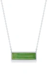 Simona Sterling Silver Rectangle Jade Necklace In Green