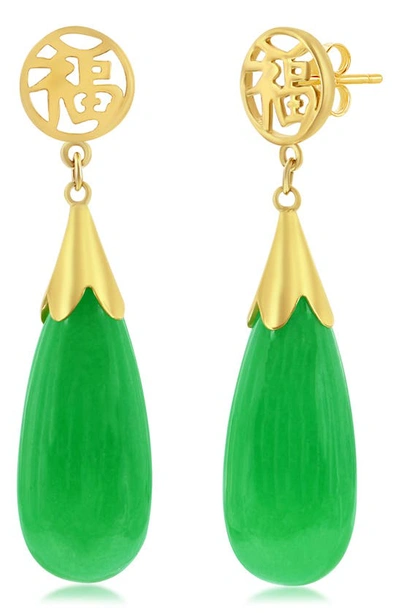Simona 14k Yellow Gold Teardrop Jade Earrings In Green