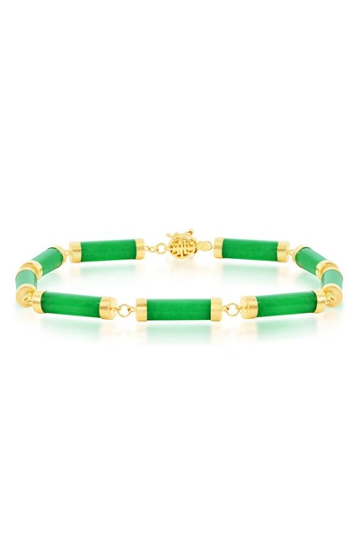 Simona 14k Yellow Gold, Jade Linked Bars Bracelet In Green