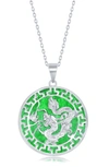 Simona Dragon Round Jade Pendant Necklace In Green