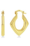 Simona 14k Yellow Gold Diamond Shaped Hoop Earrings In Gold