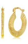 Simona 14k Gold Plated Textured Hoop Earrings In Gold