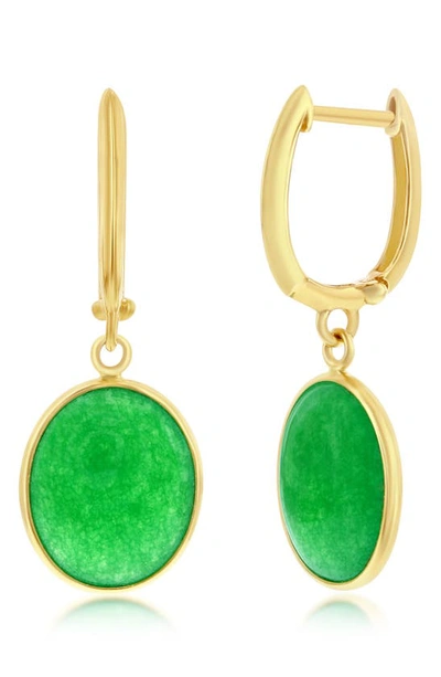 Simona 14k Gold Plated Jade Dangle Earrings In Green