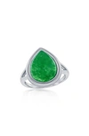 Simona Sterling Silver Pear-shaped Jade Ring In Green