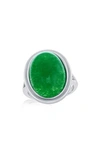 Simona Sterling Silver Oval Jade Ring In Green