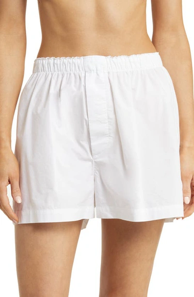 Skims Gender Inclusive Cotton Poplin Sleep Shorts In White | ModeSens