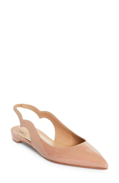 Christian Louboutin Hot Chickita Patent Red Sole Slingback Flats In Beige
