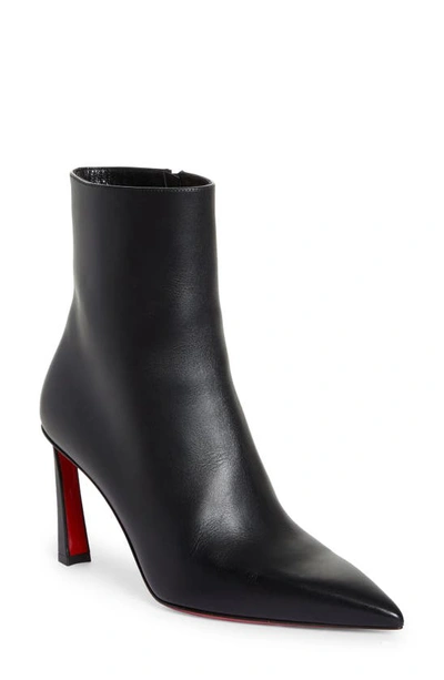 Christian Louboutin Pumppie Booty Leather Ankle Boots In Black