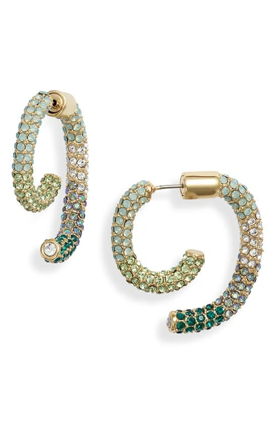 Demarson Multicolor Pave Luna Earrings In Gold/ Green Ombre