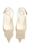JACQUEMUS MISMATCHED POINTED TOE SLINGBACK KITTEN HEEL PUMP
