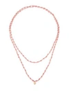 LJ CROSS Gem Sautoirs Pink Muscovite & 14K Rose Gold Beaded Pendant Necklace