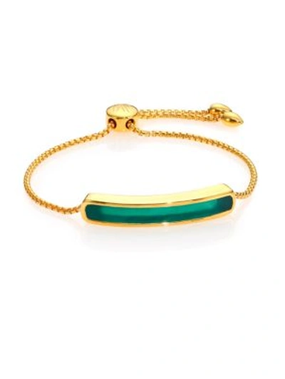 Monica Vinader Gold Plated Vermeil Silver Baja Green Onyx Chain Bracelet