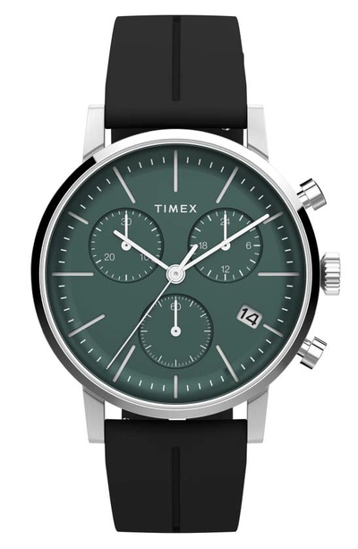 Timex Midtown Chronograph Silicone Strap Watch, 40mm In Black