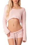 Edikted Staycation Crop Sweater In Light-pink