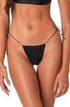 Edikted Angel Back Rhinstone Side Tie Bikini Bottoms In Black
