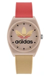 ADIDAS ORIGINALS PROJECT TWO GRFX RESIN STRAP WATCH, 38MM
