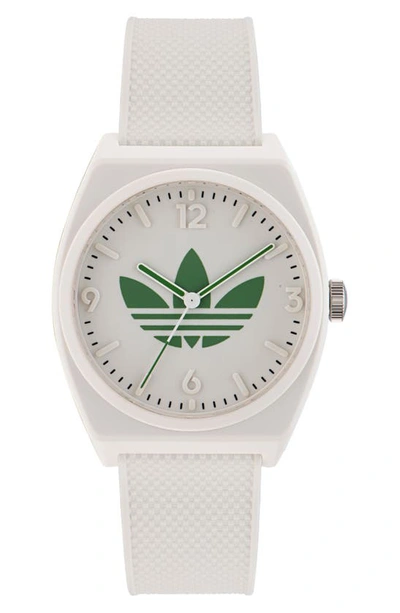 Adidas Originals Men's Project 2 Resin & Textile Strap Watch In Off White